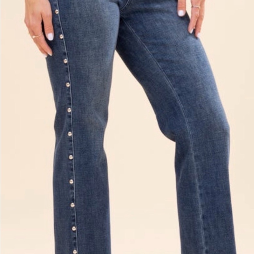 Judy Blue Dark Blue Straight Leg Jeans with Side Studs - Picture 7 of 7